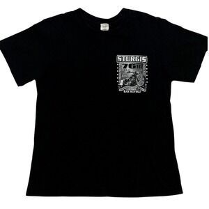 Suna Sturgis Black Hills Rally Tee Womens Large Black 76th Anniversary Graphic